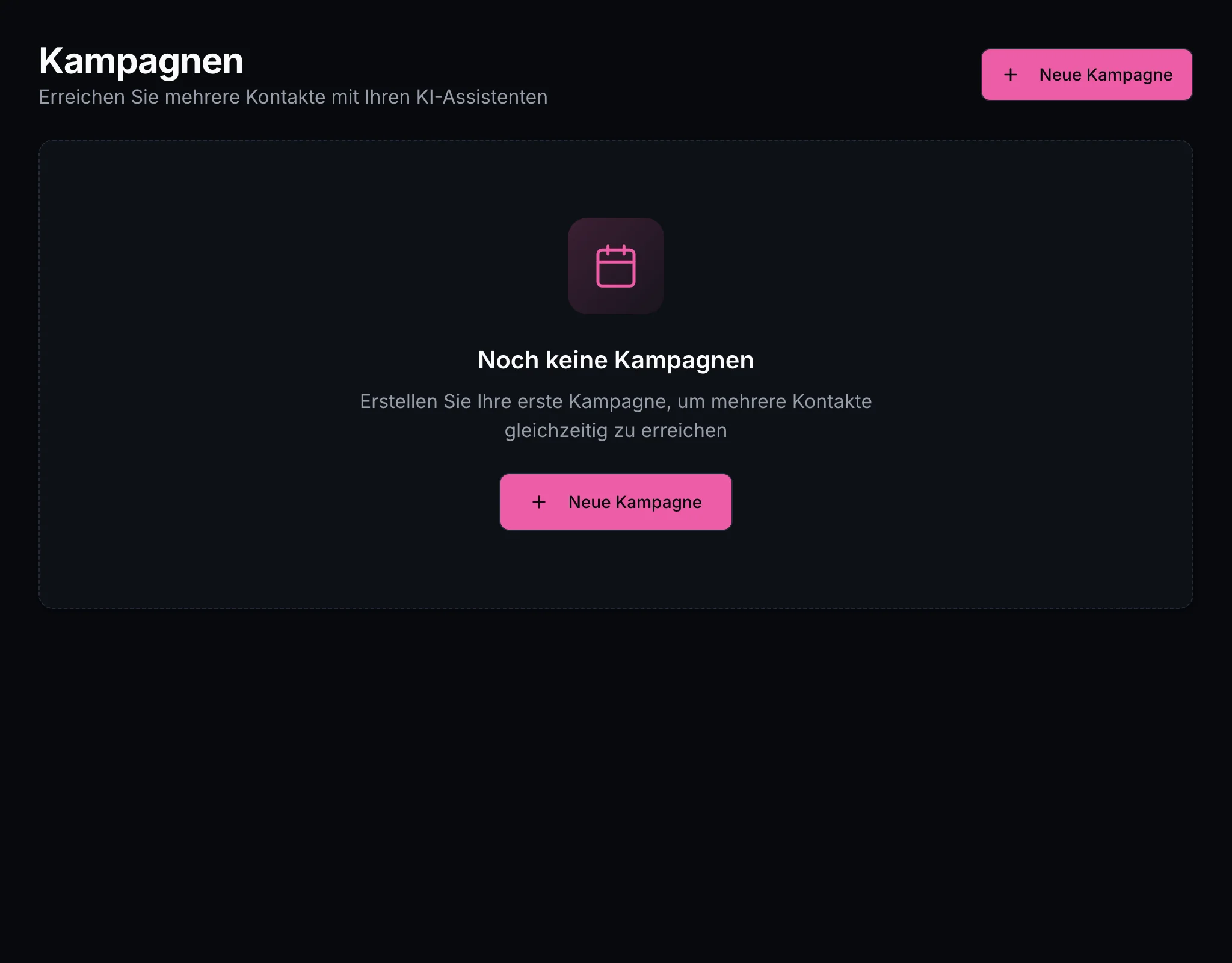 Campaign management interface with contact lists and scheduling